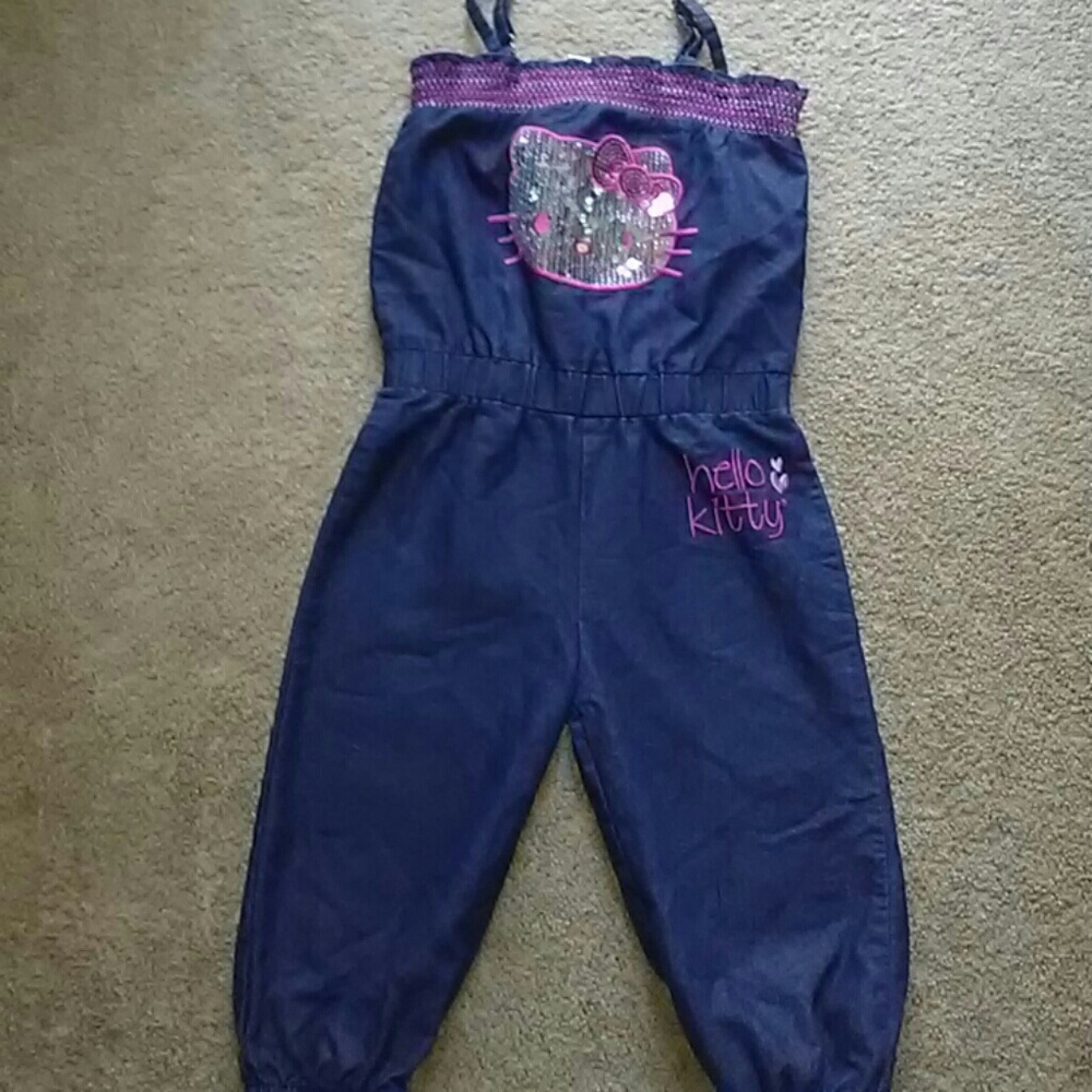 Kids girls Hello Kitty size 5 denim jumpsuit